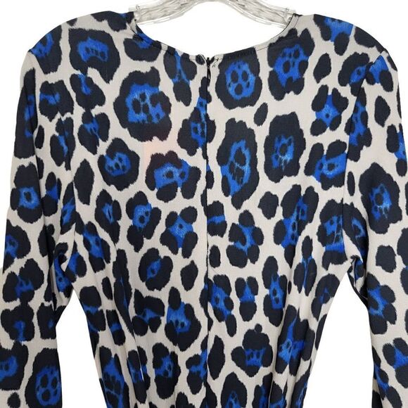 ASOS John Zack Long Sleeve Wrap Tie Waist Dress in Leopard Size 8 - Picture 12 of 15